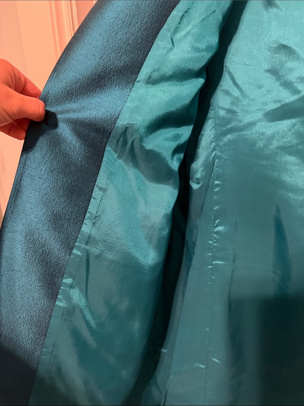 Vintage Women’s Teal Satin Longline Blazer by Linda Allard Ellen Tracy Size 14 - Picture 5 of 6